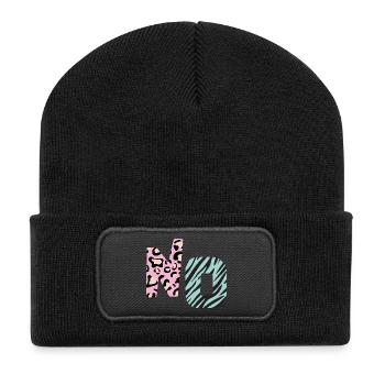 NO - Recycelte Patch Beanie - Schwarz - Vorne