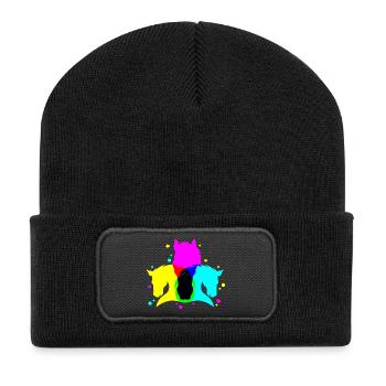 Grafisch knalliges Pferdemotiv - Recycelte Patch Beanie - Schwarz - Vorne