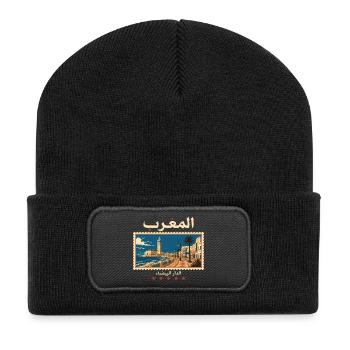 Marokko Casablanca Vintage Reise - Recycelte Patch Beanie - Schwarz - Vorne