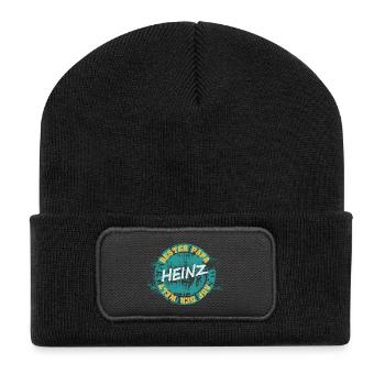 Vater Heinz - Recycelte Patch Beanie - Schwarz - Vorne