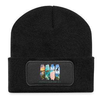 Antigua Barbuda Travel – Caribbean Beach & Sea - Recycled Patch Beanie - black - Front