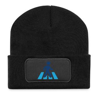 Pedestrian Crossing Solid Icon Crosswalk Safety Si - Recycled Patch Beanie - black - Front