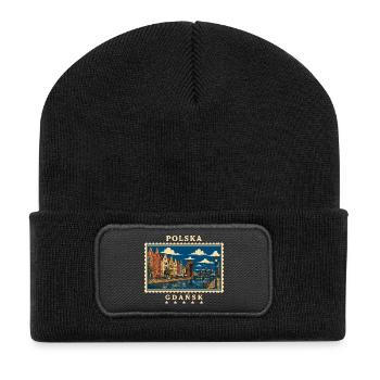 Polen Gdańsk Vintage Reisemarke - Recycelte Patch Beanie - Schwarz - Vorne