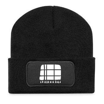 Wool blanket handmade gift - Recycled Patch Beanie - black - Front