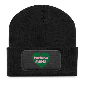 Matcha Mom Heart Design - Recycled Patch Beanie - black - Front