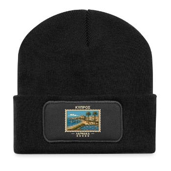 Zypern Larnaka Vintage Reisemarke - Recycelte Patch Beanie - Schwarz - Vorne