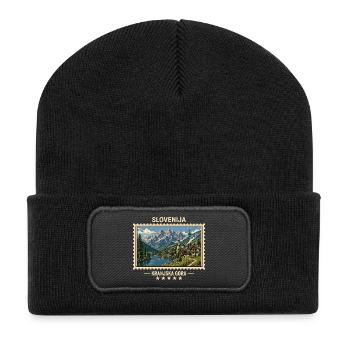 Slowenien Kranjska Gora Vintage Reisemarke - Recycelte Patch Beanie - Schwarz - Vorne
