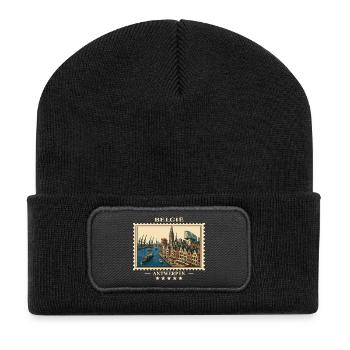 Belgien Antwerpen Vintage Reisemarke - Recycelte Patch Beanie - Schwarz - Vorne