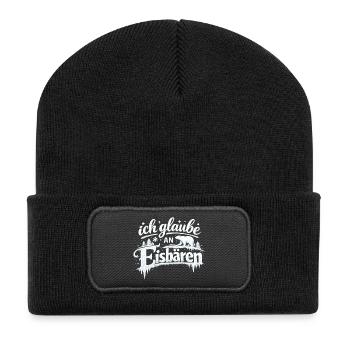 Ich glaube an Eisbären, späthi, Sarah - Recycelte Patch Beanie - Schwarz - Vorne