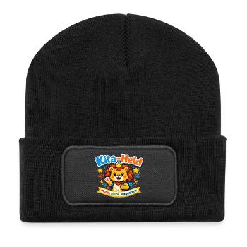 KitaHeld: Mutig Stark Wunderbar - Recycelte Patch Beanie - Schwarz - Vorne