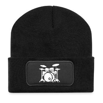 Drum Drummer Gift Drummer - Recycled Patch Beanie - black - Front