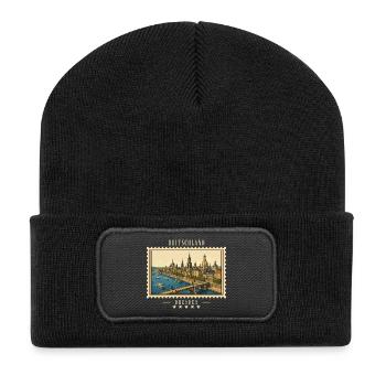 Deutschland Dresden Vintage Reisemarke - Recycelte Patch Beanie - Schwarz - Vorne