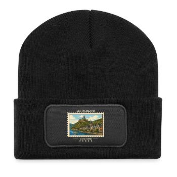 Deutschland Cochem Vintage Reisemarke - Recycelte Patch Beanie - Schwarz - Vorne