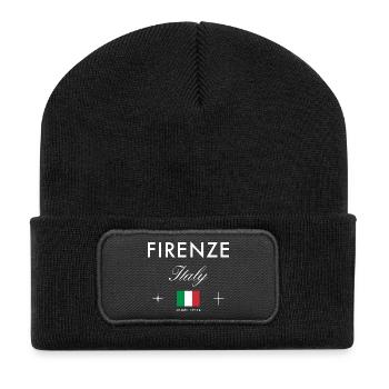 Florenz Italien Koordinaten Reise Souvenir - Recycelte Patch Beanie - Schwarz - Vorne