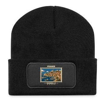 France Marseille Vintage Travel Brand - Beanie recyclé à patch - noir - Devant