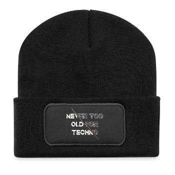 Nie zu alt für die Techno-Rave-Kultur - Recycelte Patch Beanie - Schwarz - Vorne