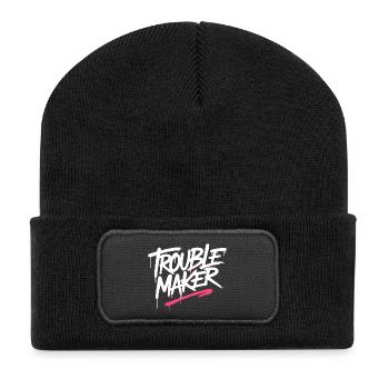Troublemaker Frechdachs Rabauke Geschwister Kinder - Recycelte Patch Beanie - Schwarz - Vorne