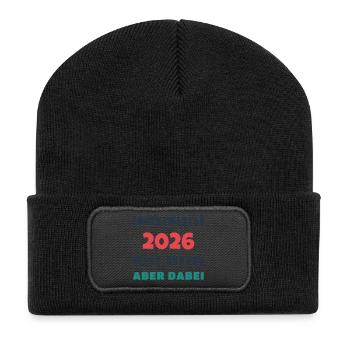 Erstsemester 2026 Keine Ahnung aber dabei - Uni - Recycelte Patch Beanie - Schwarz - Vorne