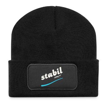 stabil (super Alltags T Shirt mit Statement) - Recycelte Patch Beanie - Schwarz - Vorne