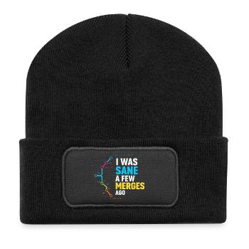 Vor ein paar Merges war ich noch bei Verstand, Programmierer-Humor - Recycelte Patch Beanie - Schwarz - Vorne