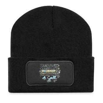 Survived Another Endless Weekend - Recycelte Patch Beanie - Schwarz - Vorne