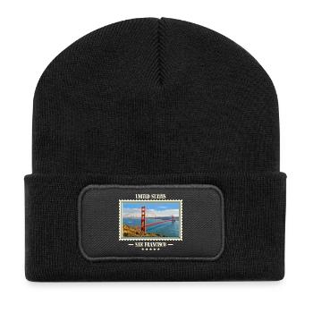 Vereinigte Staaten San Francisco Vintage Marke - Recycelte Patch Beanie - Schwarz - Vorne
