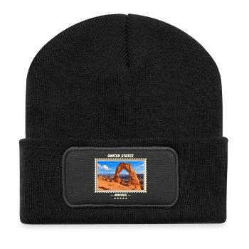 Vereinigte Staaten Arches Vintage Reisemarke - Recycelte Patch Beanie - Schwarz - Vorne