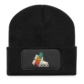Inline Skating Retro Rollschuh Design - Recycelte Patch Beanie - Schwarz - Vorne