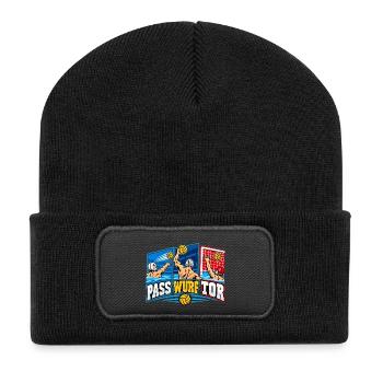Wasserball Pass Wurf Tor - Recycelte Patch Beanie - Schwarz - Vorne