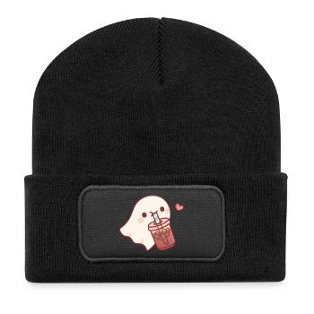 Süßer Geist liebt Eiskaffee - Recycelte Patch Beanie - Schwarz - Vorne