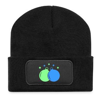 Neon-Weihnachtskugeln Duo - Recycelte Patch Beanie - Schwarz - Vorne