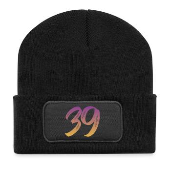 39 - Recycelte Patch Beanie - Schwarz - Vorne
