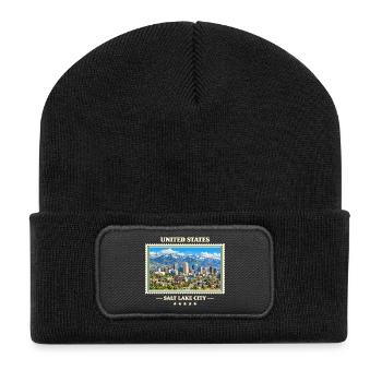 Vereinigte Staaten Salt Lake City Vintage Marke - Recycelte Patch Beanie - Schwarz - Vorne