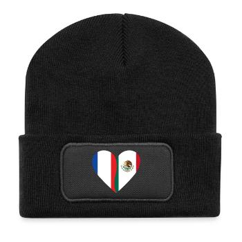Frankreich Mexiko T-Shirt | Franco-Mexikanisches Geschenk - Recycelte Patch Beanie - Schwarz - Vorne
