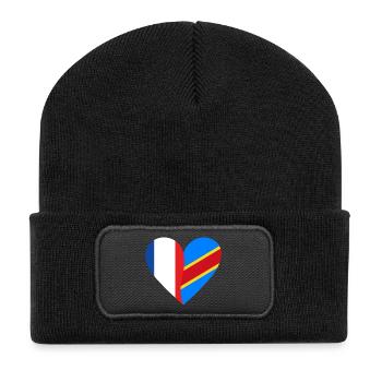 France RDC | Cadeau Franco-Congolais - Recycelte Patch Beanie - Schwarz - Vorne