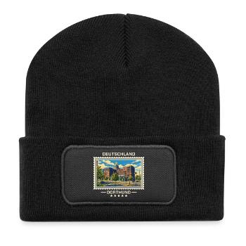 Deutschland Dortmund Vintage Reisemarke - Recycelte Patch Beanie - Schwarz - Vorne