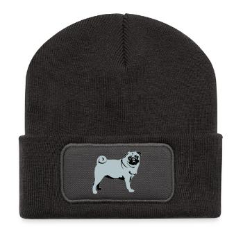 Mops - Recycelte Patch Beanie - Dunkelgrau - Vorne