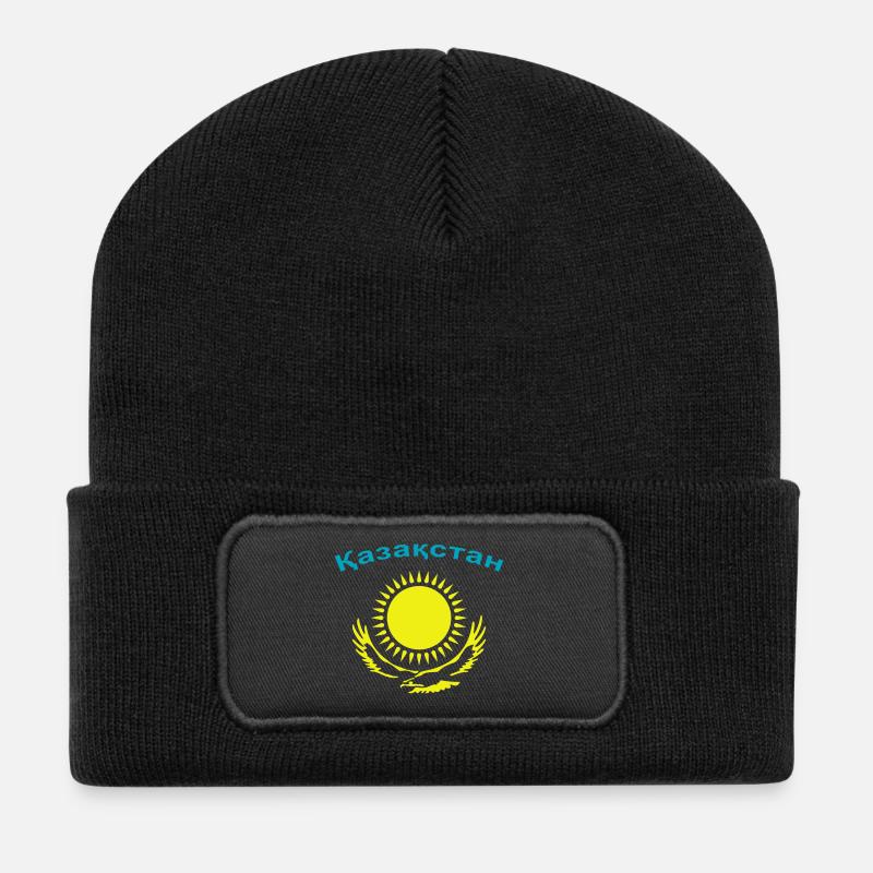 Kasachstan 2-farbig - Recycelte Patch Beanie - Schwarz