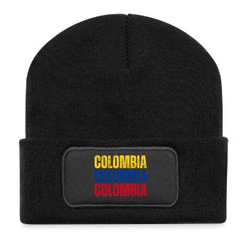 Flagge von Kolumbien, kolumbianischer Stolz - Recycelte Patch Beanie - Schwarz - Vorne