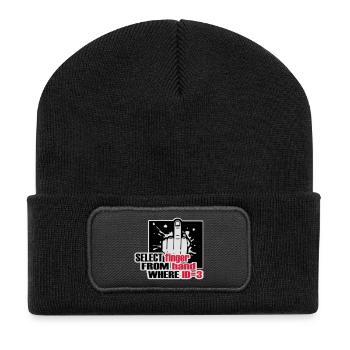 SELECT finger FROM hand - Recycelte Patch Beanie - Schwarz - Vorne