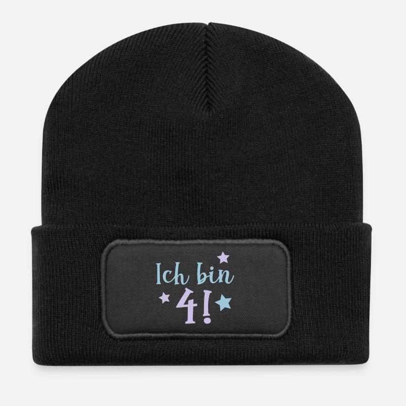 ich bin 4! - Recycelte Patch Beanie - Schwarz