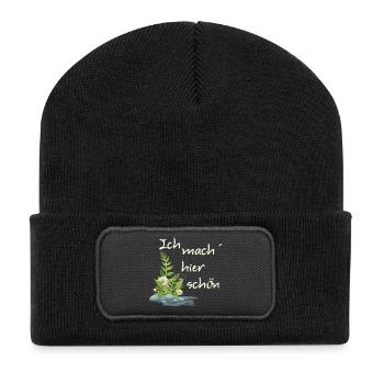Ich mach hier schön creme - Recycelte Patch Beanie - Schwarz - Vorne