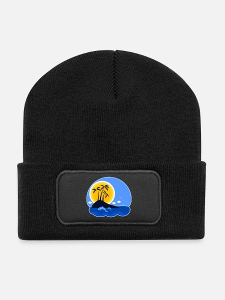 Urlaub Insel - Recycelte Patch Beanie - Schwarz