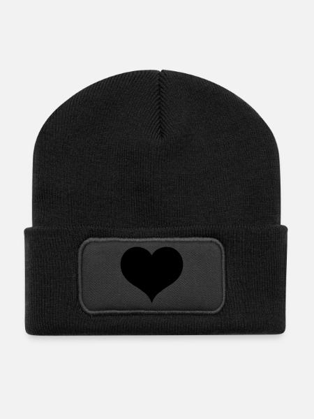 Schwarzes Herz - Recycelte Patch Beanie - Schwarz