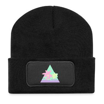 Glitzer-Haar-Flair [Pastell] - Recycelte Patch Beanie - Schwarz - Vorne