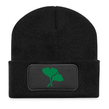 Ginko medicinal plant - Recycled Patch Beanie - black - Front