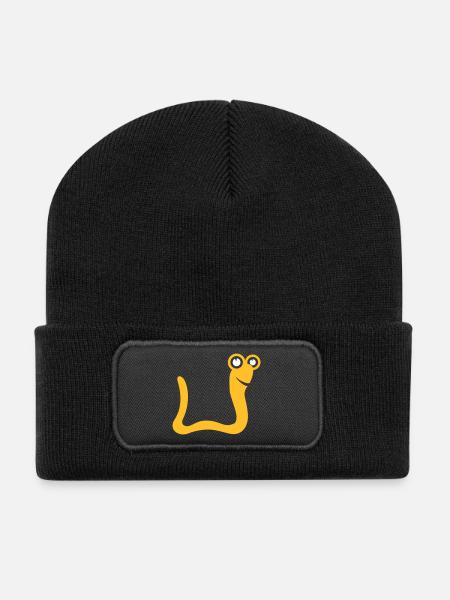 Wurm Schlange - Recycelte Patch Beanie - Schwarz