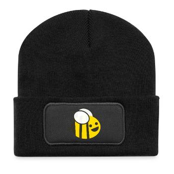 Biene - Recycelte Patch Beanie - Schwarz - Vorne
