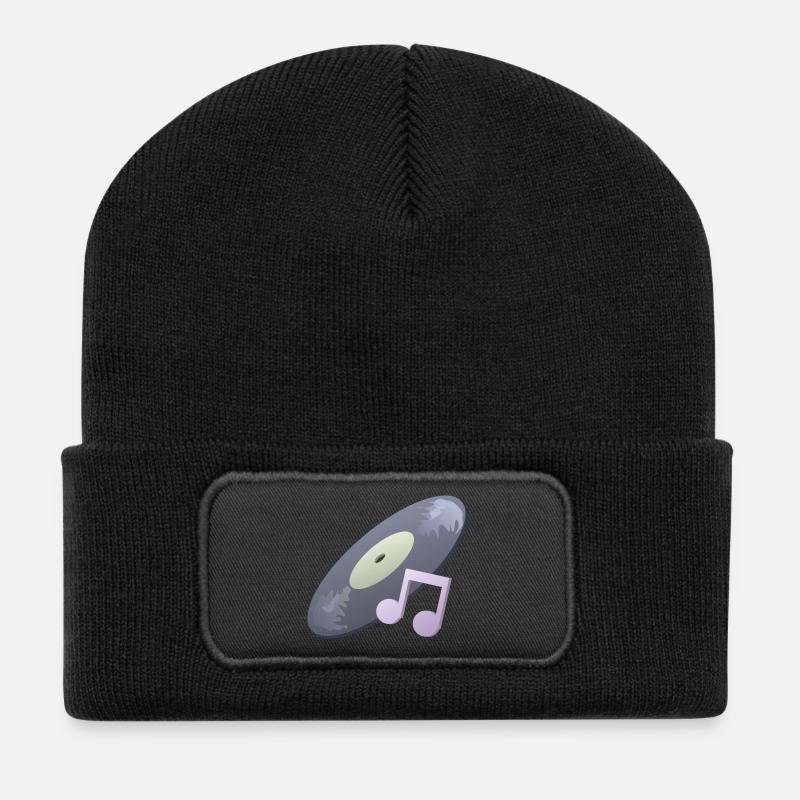 Schallplatte - Recycelte Patch Beanie - Schwarz