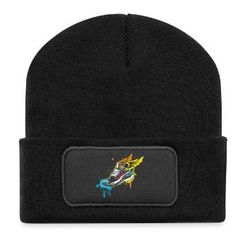 Sneaker graffiti with wings - Recycled Patch Beanie - black - Front